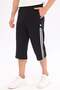 Men's Cotton Striped Detailed Long Capri Black 0090