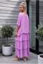 Italian Lilac Pool Collar Short Sleeve Lined Layered Silk Woven Dress 130 60 - 8