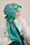 Twill Silk Scarf Classic Motif Turquoise 90X90 - 2