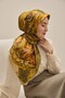 Twill Silk Scarf Art Pattern Khaki 90X90 - 4