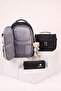 Relaxion Boy's Korean Style Kawaii 3-Piece Set School Bag with Plush Teddy Bear, Black - 2