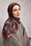 Cotton Polyester Scarf Black-Red Beige Mink Botanical Patterned Soft Textured Sturdy 90X90