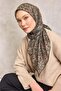 Cotton Polyester Soft Scarf Milk Coffee Floral Patterned Non-Slip Textured 90X90 - 3