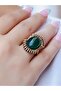 Natural Stone Green Agate Natural Gemstone Women's Antique Adjustable Ring Euy94Ya - 2