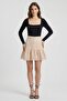 Women Textured Mini Skirts, Beige - 2