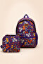 Girls' Floral Patterned School Backpack and Lunch Bag Set of 2