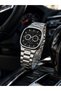 Men's Silver Color Metal Cord Analog Wrist Watch Black Dial with Calendar Display - Silver - 5