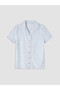 Shirt Collar Girl's Pajama Set with Shorts - 3