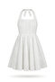 White Scallop Floral Halter Neck Lined Dress