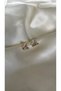 Women's gold detailed mother-of-pearl stone minimal butterfly earrings