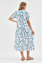 Women's Dress- Muslin Patterned Short Sleeved Dress-3165 - 2