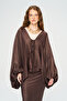 Women's Satin Look Balloon Sleeve Tie-Back Blouse + Undershirt Two-Piece Set