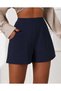 Women's Navy Blue High Waist No-Show Woven Fabric Shorts Summer Comfortable Fit