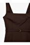 Square Neck Sleeveless Belt Detailed A-Line Mini Dress - 8