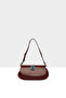 Burgundy Women's Double Compartment Thin Strap Baguette Bag M000008806