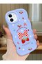iPhone 12 Compatible Case Camera Protector Blue Silicone Couple Phone Case Strawberry Pattern
