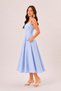 Blue Gingham Pocket Detailed Square Collar Cotton A-Line Midi Dress - 3