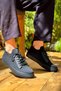 Kb-110 kuback black knitwear black high sole lace-up daily men's shoes