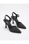 Women's Stoned Mesh Pointed Toe 8 cm Heeled Shoes - 3