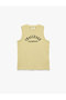 Printed Sleeveless Crew Neck Cotton Oversize Undershirt