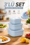 Plastic Multi-Purpose Food Storage Container Set with Air-Release Seal and Leak-Proof Lid, 3-Piece, 500 ml + 900 ml + 1500 ml