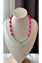 Colorful Beaded Evil Eye Medallion Women's Necklace – Fuchsia & Turquoise Handmade Design Necklace - 2