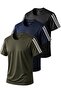 3-Piece Sleeve Stripe Quick Dry Breathable Fabric Sports T-Shirt