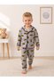 100% Cotton Long Sleeve Buttoned Seasonal Bat Patterned Soft Textured Bottom and Top Baby Boy Pajama Set