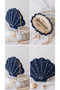 Hand Knitted Pearl Mussel Straw Bag - Navy Blue Oyster Model Women's Shoulder & Hand Bag Summer Beach Bag - 3