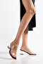 Women's Black Patterned Transparent Strap Heeled Slippers - 2