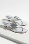 Talyano Silver (3 cm Heel) Caged Short Heeled Sandals with Gold Buckle Detail for Night and Daily Use - 6