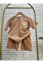 Export Brand Waffle Fabric Brown Children's Top and Bottom Set - 4