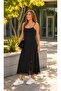 Women's Strappy Lace Detailed Slit Long Viscose Dress - 2