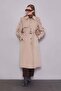 Beige Trench Coat with Cufflinks Detail