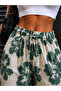 Women's New Season Elastic Waist Loose Fit Patterned Linen Trousers - 2