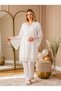 New Season Ecru Stylish Lace Detailed Short Sleeve Design Easy Breastfeeding Feature Maternity Pajama Set - 2