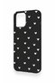iPhone 12 Pro Max Compatible White Mini Heart Black Patterned Silicone Case - 3