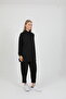 Black Hidden Button Elastic Waist Shirt and Trousers Set 8660 - 3