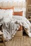 100% Cotton - Double Size - Embroidered - Ruffled - Secret Bedding Set - Cinnamon Color
