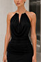 Aurelia Black Metal Accessory Collar Long Evening Dress - 4