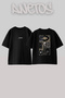 Oriental Hali Mim Harfi Design Back Printed Cotton Black Oversize T-Shirt