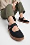 Zeno Leaf Women's Black Velcro Cloud Sole Daily Ballet Flats