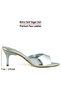 Allison Silver Vegan Pointed Toe Thin Heeled Slippers - 3