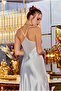 2 Piece Cross Strap Satin Nightgown Dressing Gown Set Floral Lace Slit Dowry Dress Backless Set Flounce Sleeve - 8