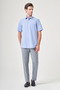 Blue Hard Collar Short Sleeve Pocket Comfort Fit Cotton Shirt 1004260180 - 2