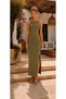 Women's Green Slit Detailed Long Summer Dress