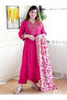Pink Silk Salwar Kameez & Dupatta - ALV2036 | Pink-Size-M-38-Inches - 6