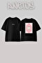 Calligraphy Two Design Back Printed Cotton Black Oversize T-Shirt