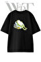 Lazy Frog Design Printed Unisex Black Oversize T-Shirt