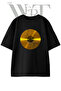 Gold Plaque Design Printed Unisex Black Oversize T-Shirt